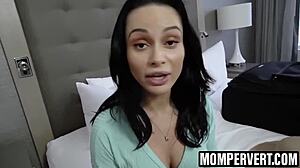 Gorgeous stepmom Crystal Rush blows stepson's monster cock then rides reverse cowgirl doggystyle