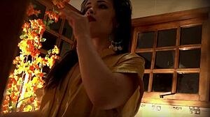 Scorching Brunette's Footjob Teases Shaved Pussy to Orgasm Eruption!