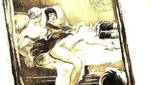 Vintage Erotic Art Beaver Hairy Pussy Antique Retro Scenes Exposed