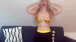 Bimbo Belly Dancer in Glasses Crossdresses to Celebrity Song