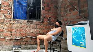 i secretly record my curvy latina neighbor fingering her huge tits juicy pussy until she catches me shaking ass