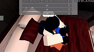 roblox slut bends over showing tight ass and boobs before quick fuck