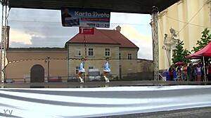 Cheerleader Majorettes Perform Energetic Routines Gracefully