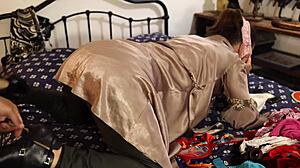 french milf in satin lingerie gets rimmed then pounded doggystyle pov