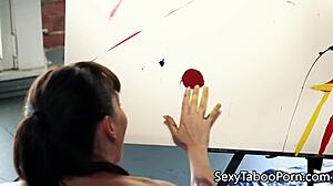 ardent lesbians strap on peg each other while gagging deeply on toys