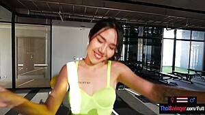 Amateur Thai Milf Fucks Gym Monster Cock Hardcore Workout!