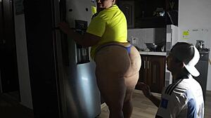 colombian babe fucks argentine guy hard post-match pounding kitchen ride