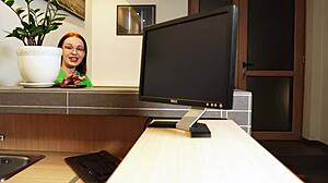 Horny redhead girlfriend moans loud as boyfriend fucks her bent over in shower!