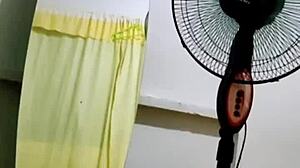 Sneaking into plump asian housewife wet pussy for creampie while husband works away