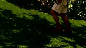 Eva Angelina Deepthroats Thick Cock Then Fucks Doggystyle in Fishnets Outdoors