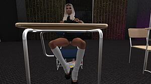 Teacher bends over hot young student pussy doggystyle anal riding cumshot in mouth hardcore fucking