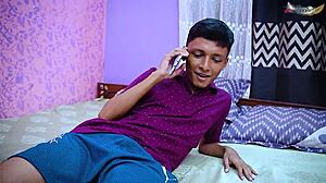 desi boy rams moms friend hard in homemade doggystyle when alone at home
