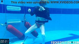 you won't believe how this horny ashlee rose slut grinds her small tits in scuba dress underwater