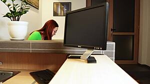 Horny redhead girlfriend moans loud as boyfriend fucks her bent over in shower!