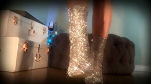 hey slave stare at my sparkle boots legs fishnets goddess domination ass worship bdsm