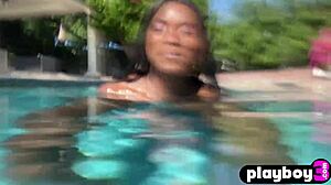 hot black babe ana foxxx poses sexy by pool then masturbates 😍💦