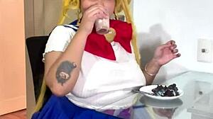 Chubby Latina Sailor Moon Rips Huge Nasty Farts in Miniskirt Cosplay!