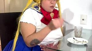 Chubby Latina Sailor Moon Rips Huge Nasty Farts in Miniskirt Cosplay!