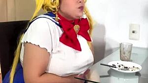 Chubby Latina Sailor Moon Rips Huge Nasty Farts in Miniskirt Cosplay!