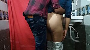 virgin boss pounds busty pregnant indian secretary rough doggystyle in office bathroom