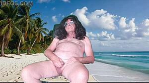 voyeur catches agarabas and olpr shaking big asses on beach before creampie footjob closeup