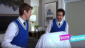 Techy flirt turns into step-sister swap gangbang tease frenzy