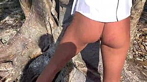 Monika Fox stops tour bus for naked sea dip