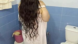 Sexy bbw desi indian bhabhi netu nude shower bath home bathroom