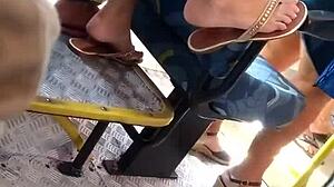 Novinha Perfect Feet Teases Hard In Crowded Bus Ride