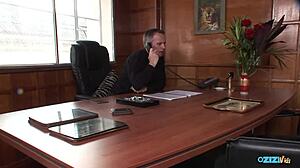 ebony secretary bent over big cock for rough interracial doggystyle pounding from white boss