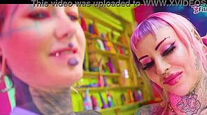 i finger anuskatzz's tattooed ass with wild anal toys
