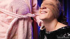 stepbrother tricks angry xsanyany into a taste game that turns into deepthroat dick sucking with cum in mouth foreplay