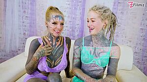 Two Heavily Tattooed Hot Teens 18+ Hard ATM Gapes Facial