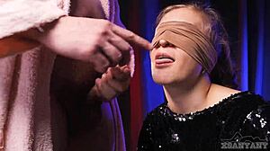 stepbrother tricks angry xsanyany into a taste game that turns into deepthroat dick sucking with cum in mouth foreplay