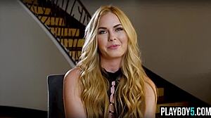 Gorgeous Big Ass Blonde Playboy Model Bailey Rayne Strips Clothes Ripped Fully Nude Horny