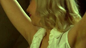 naughty lesbian slave bound tight takes mistress's big strapon deep in pussy