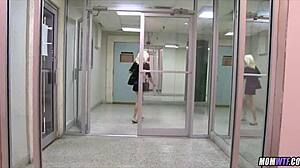 gorgeous blonde milf hairdresser seduces young guy with her horny cougar body