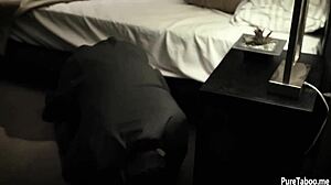 Rich pervert eyes babysitter teen's tight pussy. She ready to spread?