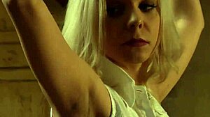 naughty lesbian slave bound tight takes mistress's big strapon deep in pussy