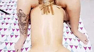 two latina milfs bent over for doggystyle cumshot riding