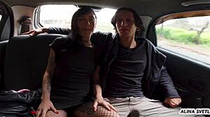 first time slut rides monster cock in public car