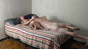 Naughty stepmom bares wet pussy for bareback pounding from eager stepson