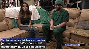 dr tampa gives petite neighbor aria nicole first gyno exam pussy spreading