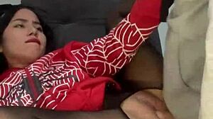 Petite 18+ Colombian brunette girlfriend rides cock cowgirl gets creampied doggystyle in dorm by roommate.