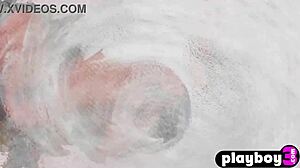 Inked Blonde Teen Exposes Natural Tits Pussy in Playboy Pose