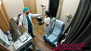 genesis gets her first humiliating gyno exam with shaved pussy spread wide!