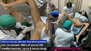 genesis gets her first humiliating gyno exam with shaved pussy spread wide!
