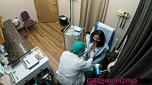 genesis gets her first humiliating gyno exam with shaved pussy spread wide!