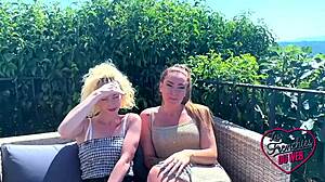 Lyia and Stella French Blondes with Small Waists Savor Cock and Pussy in FFM Threesome