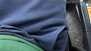 whoa busty french stepmom strokes her stepson's cock in the car